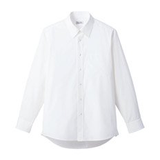 ブロードレギュラーカラー長袖シャツ(白ボタン)